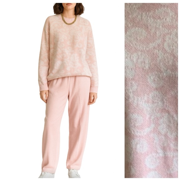 Alfred Dunner Pants - Vintage 1980’s Alfred Dunner 2 Piece Set Powder Pink Floral Sweater